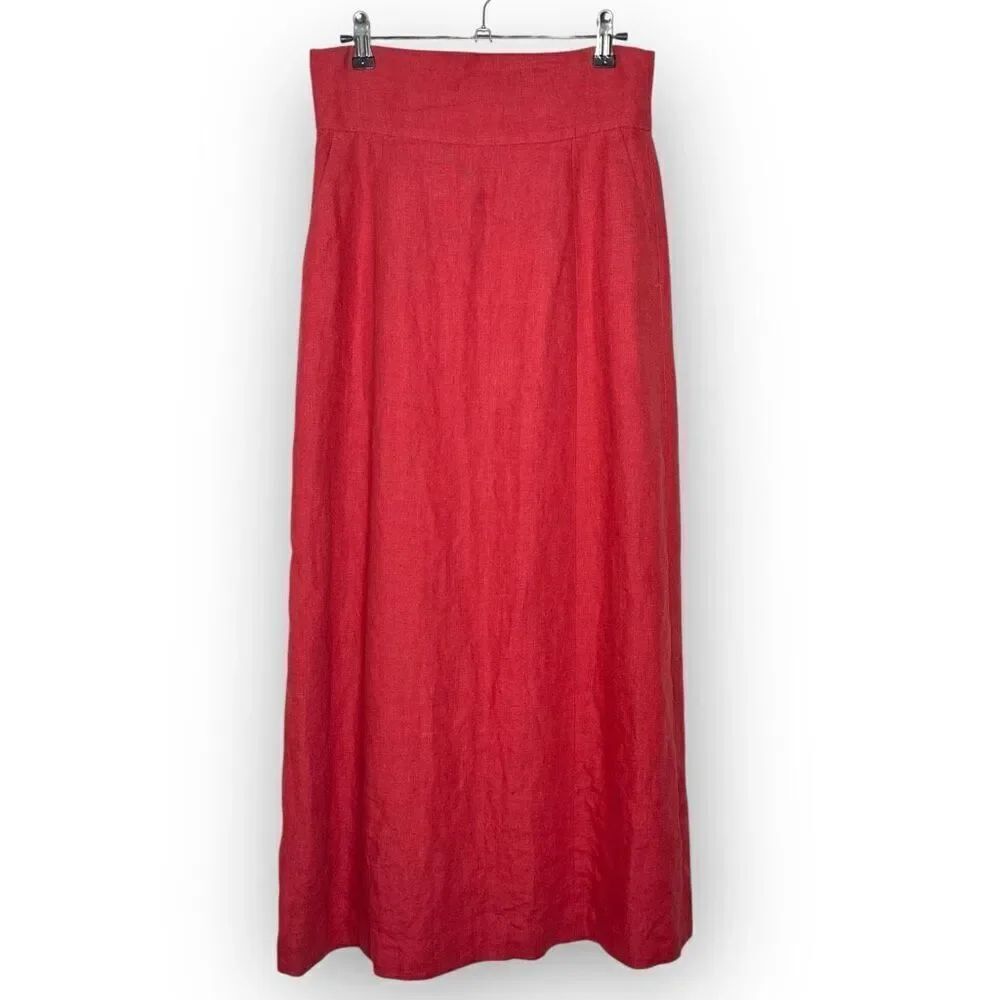 SLOBE IENA Slobe Iena Red 100% Linen Long Maxi Skirt Women’s Size 36 Small Flaws
